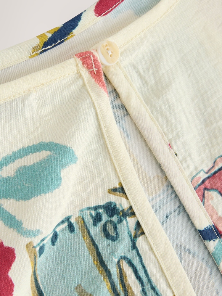 Beige/Orange Floral Overhead Kaftan - Image 7 of 7