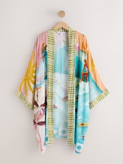 Multi Beach Scene Long Line Kimono - Image 4 of 6
