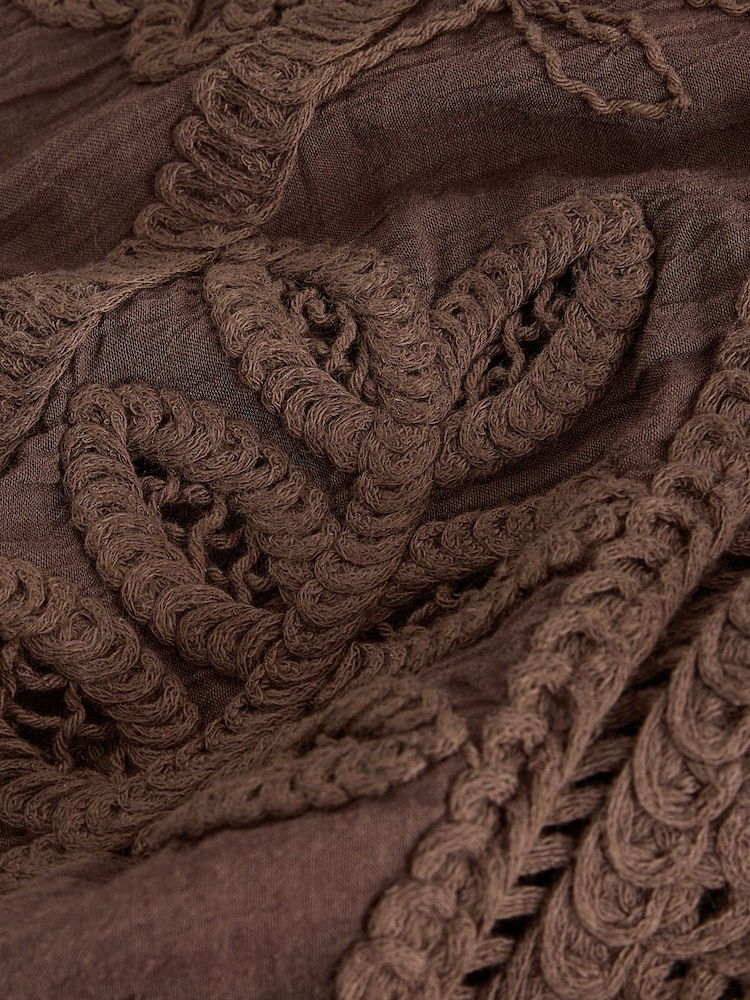 Chocolate Brown Short Sleeve Crochet Cover-Up - Image 3 of 3