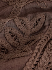 Chocolate Brown Short Sleeve Crochet Cover-Up - Image 6 of 6