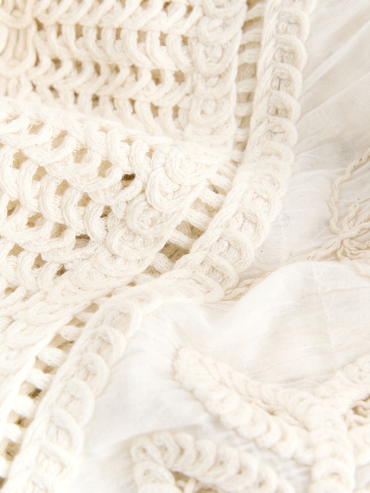 Cream Short Sleeve Crochet Cover-Up - Image 3 of 3