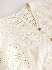 Cream - Cache-maillot à manches courtes en crochet - Image 6 de 7