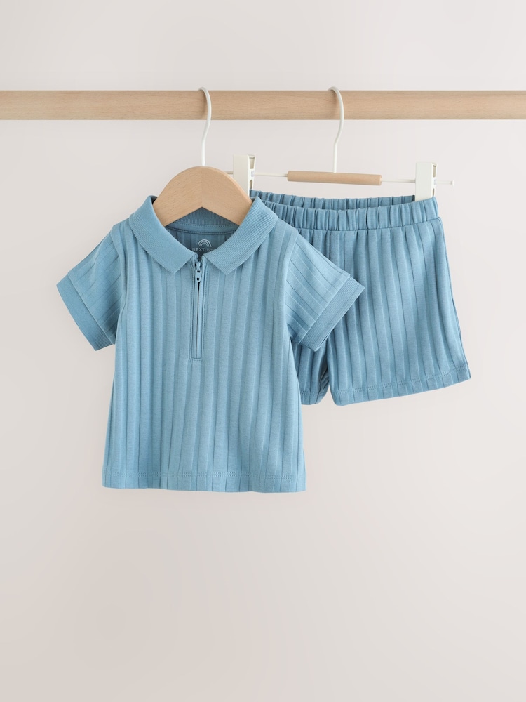 Blue Polo Top and Shorts Baby Set (0mths-2yrs) - Image 1 of 11