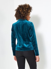 Joe Browns Blue Velour Biker Jacket - Image 4 of 8