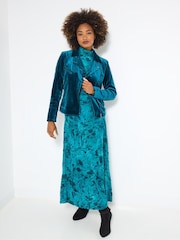 Joe Browns Blue Velour Biker Jacket - Image 5 of 8