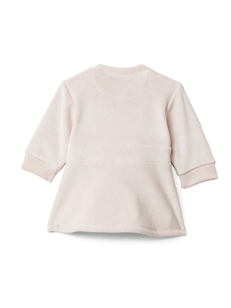 Calvin Klein Pink Newborn Ribbed Fleece Dress - Image 2 of 2 Calvin Klein Pink Newborn Ribbed Fleece Dress - Image 2 of 2
