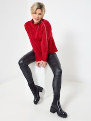 Joe Browns Red Oversized Collar Zip Jumper - Image 3 of 5