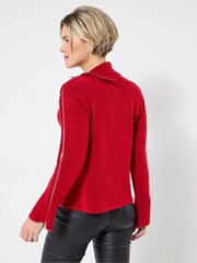 Joe Browns Red Oversized Collar Zip Jumper - Image 4 of 5