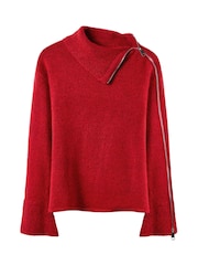 Joe Browns Red Oversized Collar Zip Jumper - Image 5 of 5