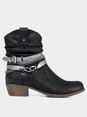 Joe Browns Black Painted Rope Detail Embellished Boots - Image 4 of 7