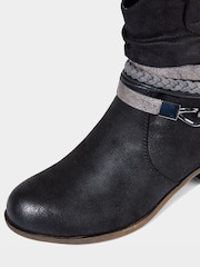Joe Browns Black Painted Rope Detail Embellished Boots - Image 6 of 7