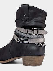 Joe Browns Black Painted Rope Detail Embellished Boots - Image 7 of 7