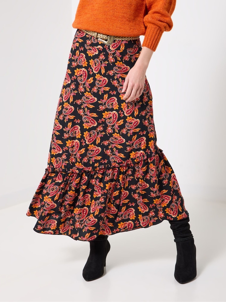 Joe Browns Orange Paisley Asymmetric Midi Skirt - Image 1 of 6 Joe Browns Orange Paisley Asymmetric Midi Skirt - Image 1 of 6