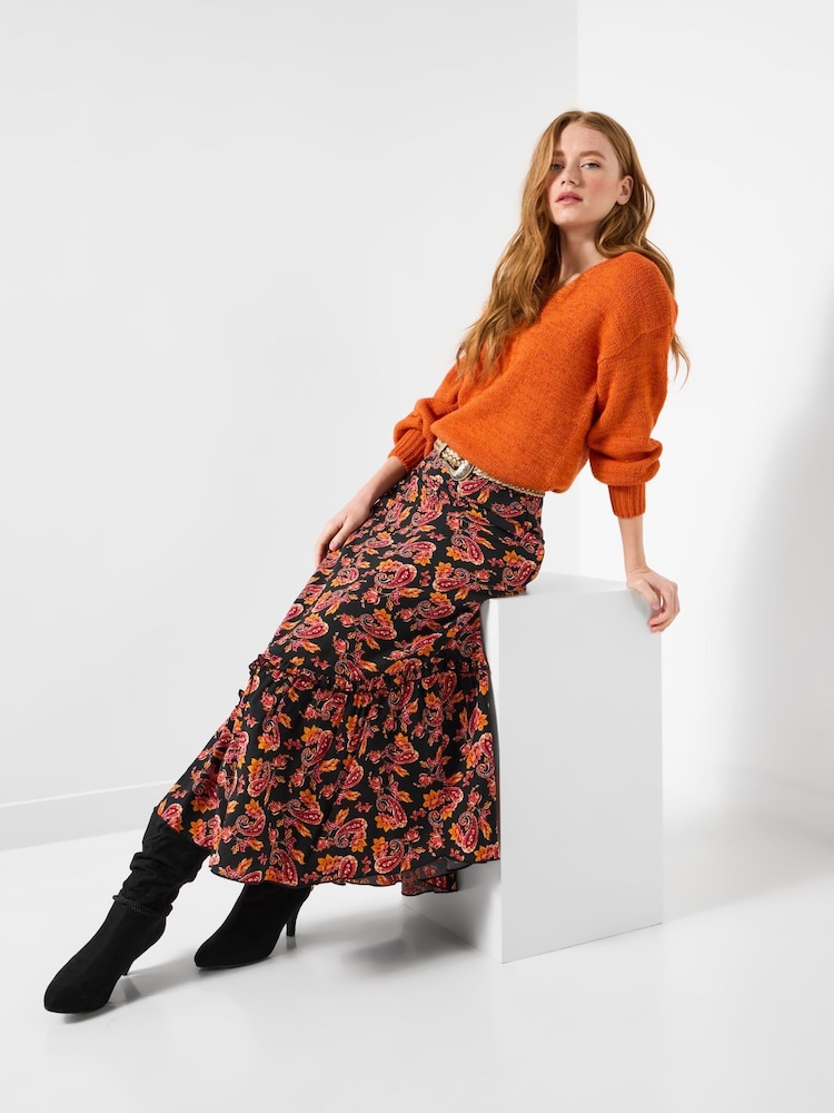 Joe Browns Orange Paisley Asymmetric Midi Skirt - Image 2 of 6 Joe Browns Orange Paisley Asymmetric Midi Skirt - Image 2 of 6