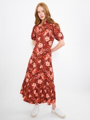 Joe Browns Brown Oversized Autumnal Floral Vintage High-Neck Jersey Midi Dress - Image 5 of 7