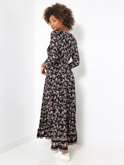 Joe Browns Black Petite Border Print Autumnal Maxi Dress - Image 4 of 5