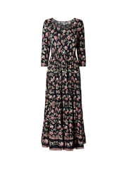 Joe Browns Black Petite Border Print Autumnal Maxi Dress - Image 5 of 5