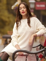Joe Browns Cream Pointelle Knitted Dress - Image 1 of 7