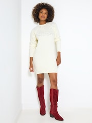 Joe Browns Cream Pointelle Knitted Dress - Image 3 of 7