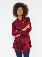 Joe Browns Red Pleated V-Neck Tunic - Image 1 of 5