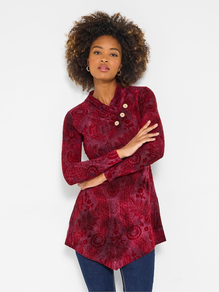Joe Browns Red Pleated V-Neck Tunic - Image 1 of 5