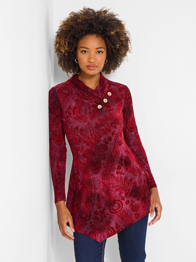 Joe Browns Red Pleated V-Neck Tunic - Image 2 of 5