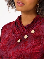 Joe Browns Red Pleated V-Neck Tunic - Image 4 of 5