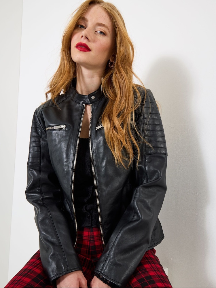 Joe Browns Black Quilted Sleeve Biker Jacket - Image 1 of 7 Joe Browns Black Quilted Sleeve Biker Jacket - Image 1 of 7