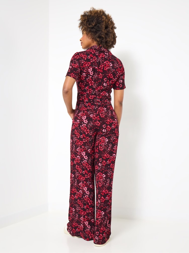 Joe Browns Red Petite Dark Floral Zip-Up Jumpsuit - Image 2 of 5