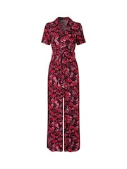 Joe Browns Red Petite Dark Floral Zip-Up Jumpsuit - Image 5 of 5