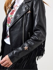 Joe Browns Black Statement Leather Biker Jacket - Image 3 of 4