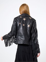 Joe Browns Black Statement Leather Biker Jacket - Image 4 of 4