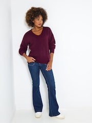 Joe Browns Purple Simple V-Neck Jumper - Image 3 of 5