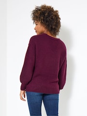 Joe Browns Purple Simple V-Neck Jumper - Image 4 of 5