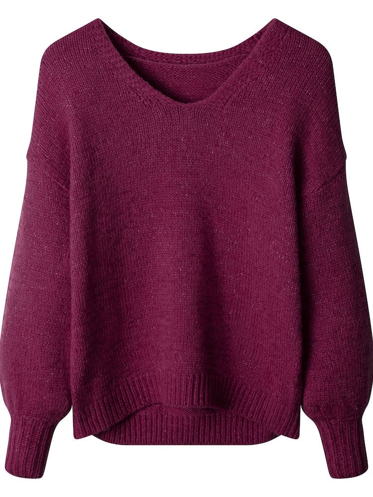 Joe Browns Purple Simple V-Neck Jumper - Image 5 of 5