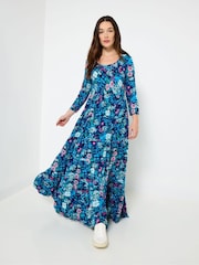 Joe Browns Blue Petite Crinkle Cotton Maxi Dress - Image 1 of 5