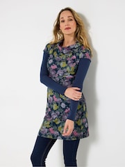 Joe Browns Blue Stretch Jacquard Layered Tunic - Image 1 of 5