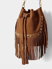 Joe Browns Brown Western Leather Suede Bag - Image 4 of 6