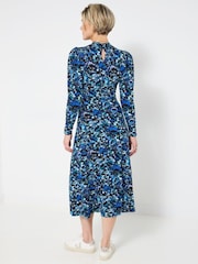Joe Browns Blue Petite High-Neck Frill Jersey Midi Dress - Image 2 of 5