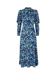 Joe Browns Blue Petite High-Neck Frill Jersey Midi Dress - Image 5 of 5