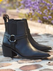 Joe Browns Black Western Leather Ankle Boots - Image 2 of 7
