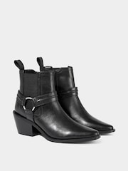 Joe Browns Black Western Leather Ankle Boots - Image 5 of 7