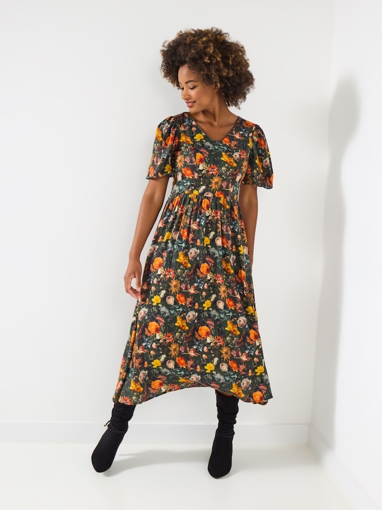 Joe Browns Green Petite Vintage Autumn Floral Dress - Image 1 of 5