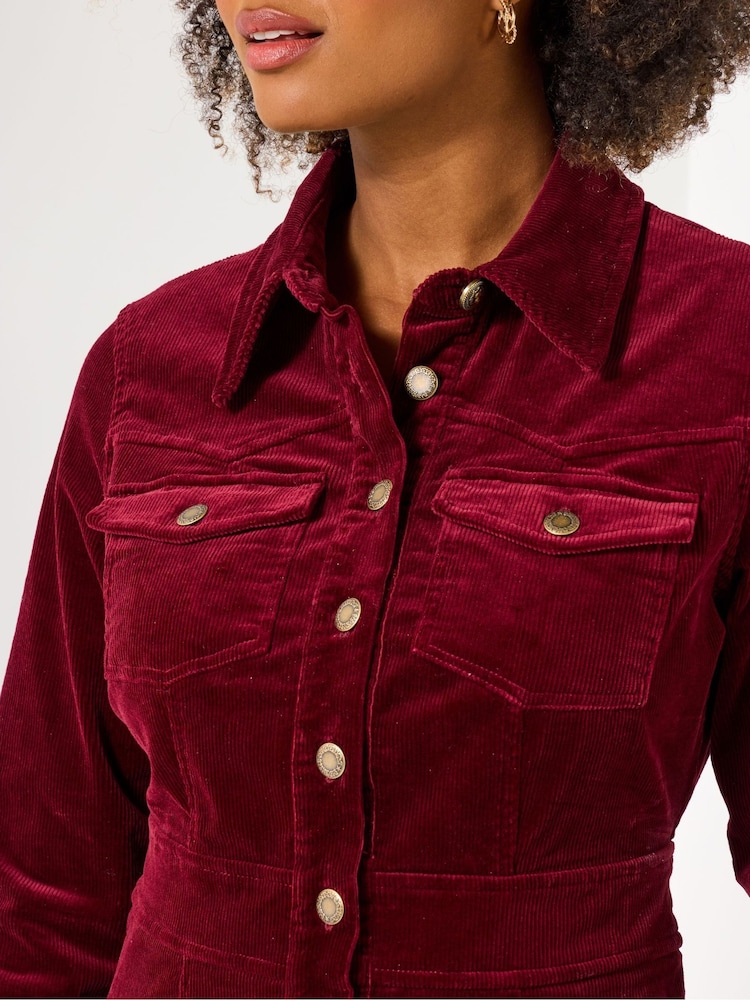 Joe Browns Red Retro Cord Shirt Dress - Image 2 of 5 Joe Browns Red Retro Cord Shirt Dress - Image 2 of 5