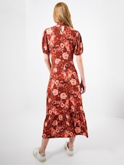 Joe Browns Brown Petite Oversized Autumnal Floral Vintage High-Neck Jersey Midi Dress - Image 4 of 7