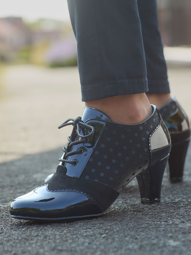 Joe Browns Black Polka Dot Detail Lace Up Shoes - Image 1 of 7
