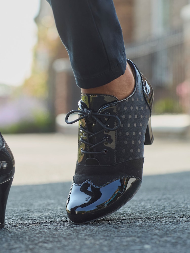 Joe Browns Black Polka Dot Detail Lace Up Shoes - Image 2 of 7