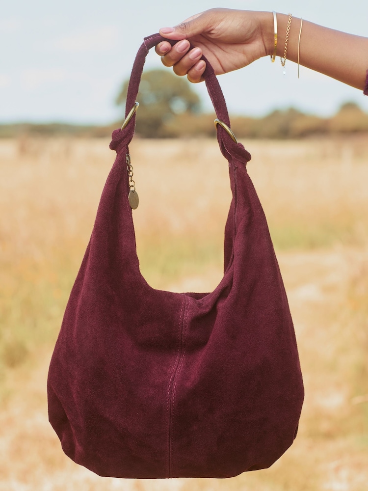 Joe Browns Red Suede Fastened Boho Suede Bag - Image 4 of 4