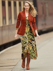 Joe Browns Orange Stitch Detail Velvet Jacket - Image 1 of 7