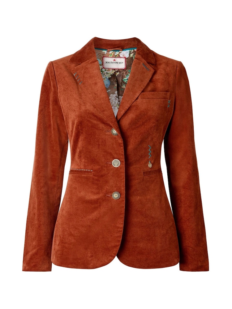 Joe Browns Orange Stitch Detail Velvet Jacket - Image 7 of 7 Joe Browns Orange Stitch Detail Velvet Jacket - Image 7 of 7
